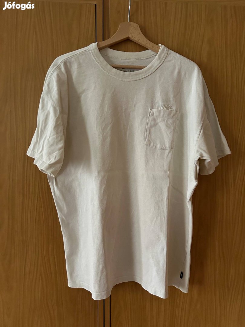 Nike zsebes póló, krémfehér, L méret, oversized