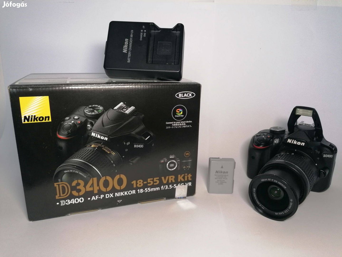Nikon D3400 + AF-P Nikkor 18-55mm Kit; Keveset használt fényképező