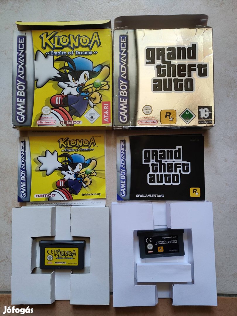 Nintendo Gameboy Advance GBA Klonoa, GTA dobozos játékok