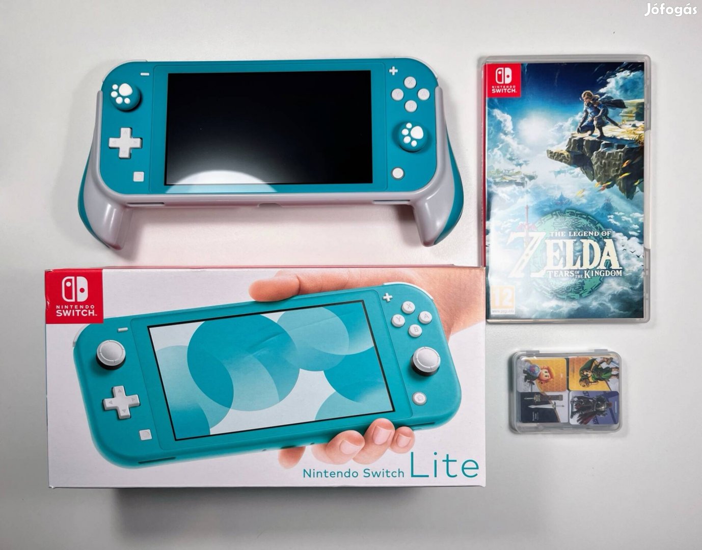 Nintendo Switch Lite (garancia) + Zelda Totk + case + Amiibo