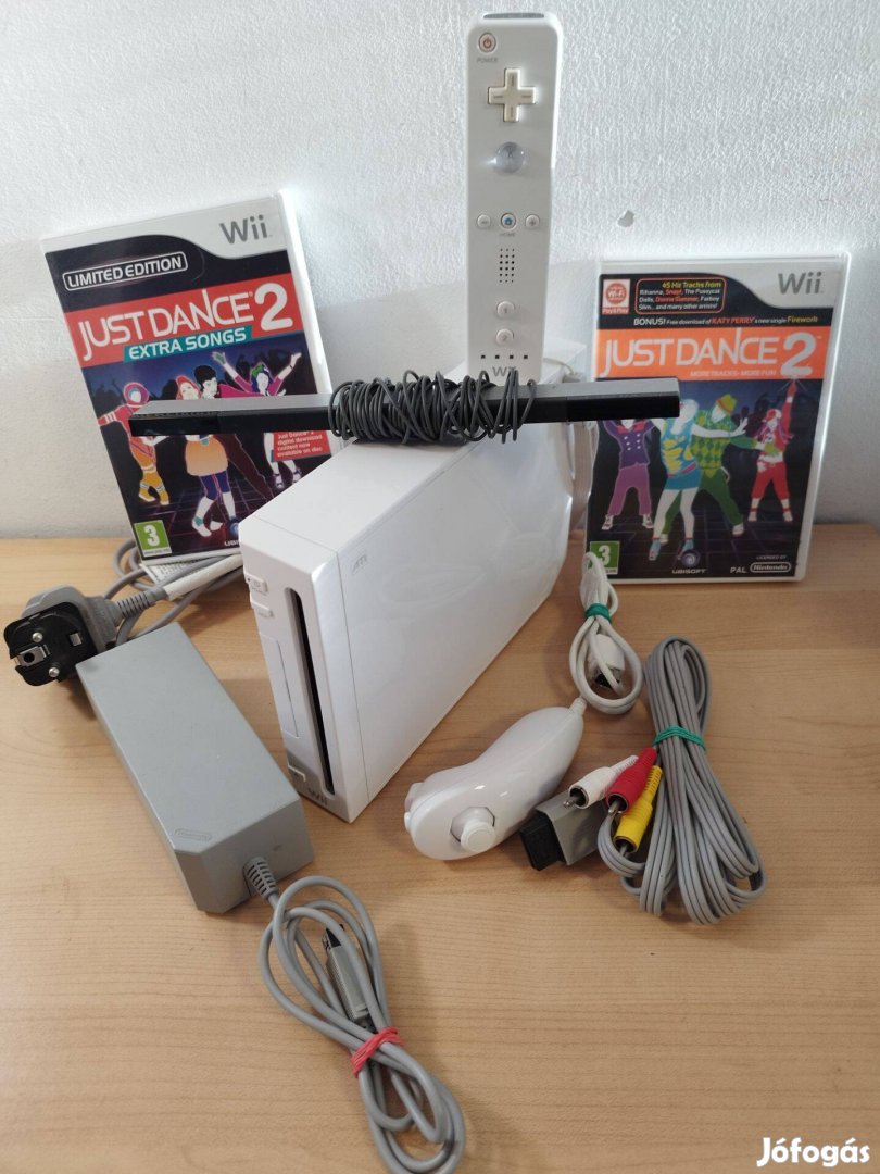 Nintendo Wii komplett konzol tartozékokkal, Just Dance játékkal