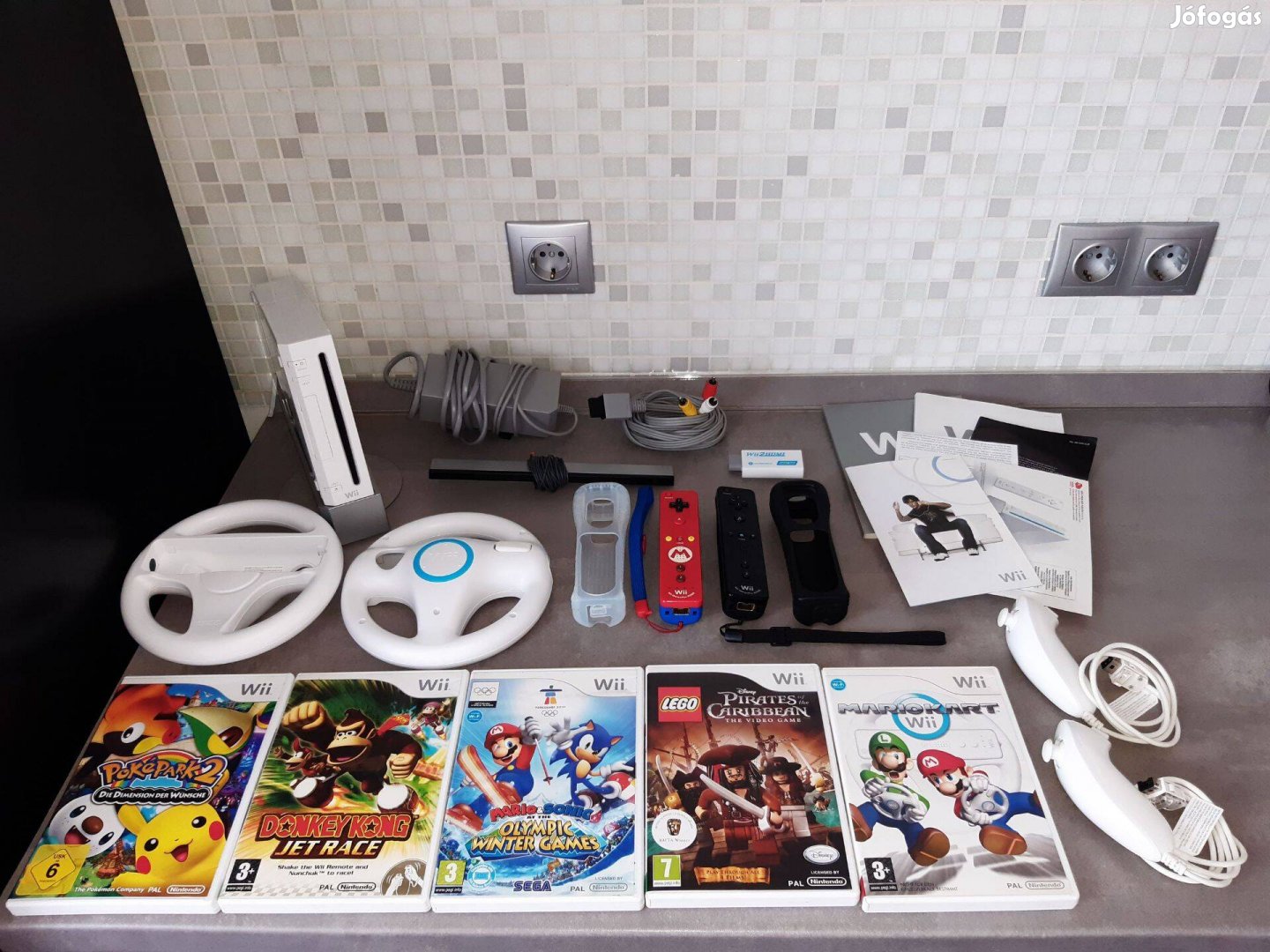 Nintendo Wii konzol (Rvl-001 EUR) + 5 db Wii játék, Wii1101