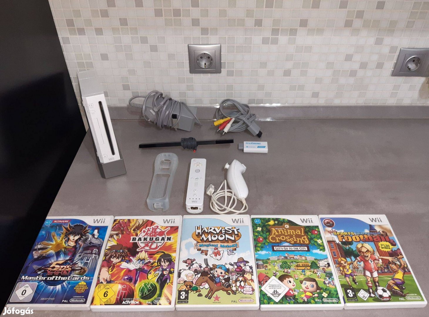 Nintendo Wii konzol (Rvl-001 EUR) + 5 db játék, tesztelt, Wii1107