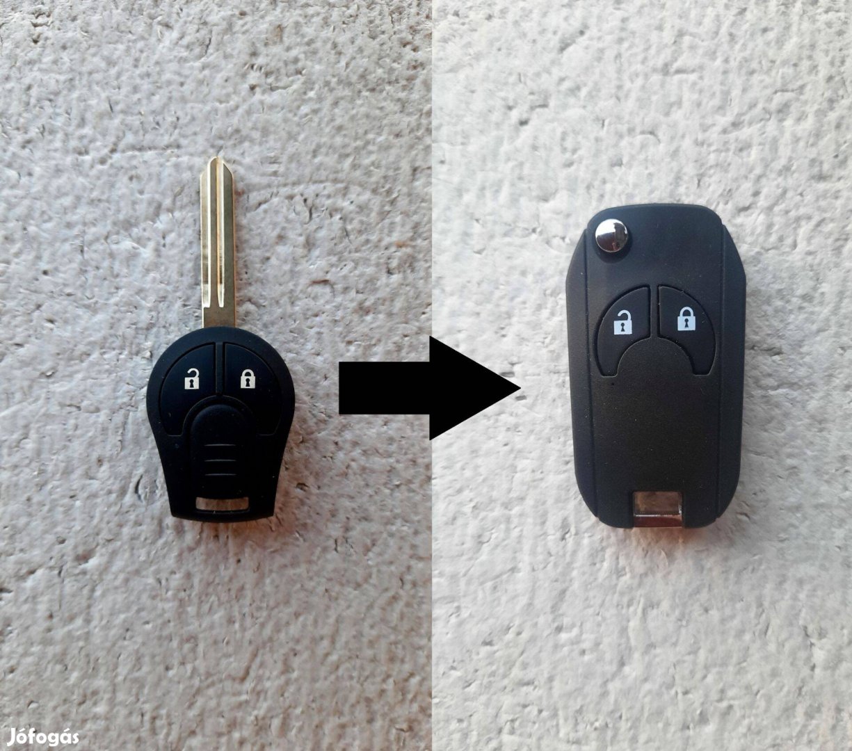 Nissan Juke Note Micra NV200 bicskakulcs átalakító módosított kulcsház