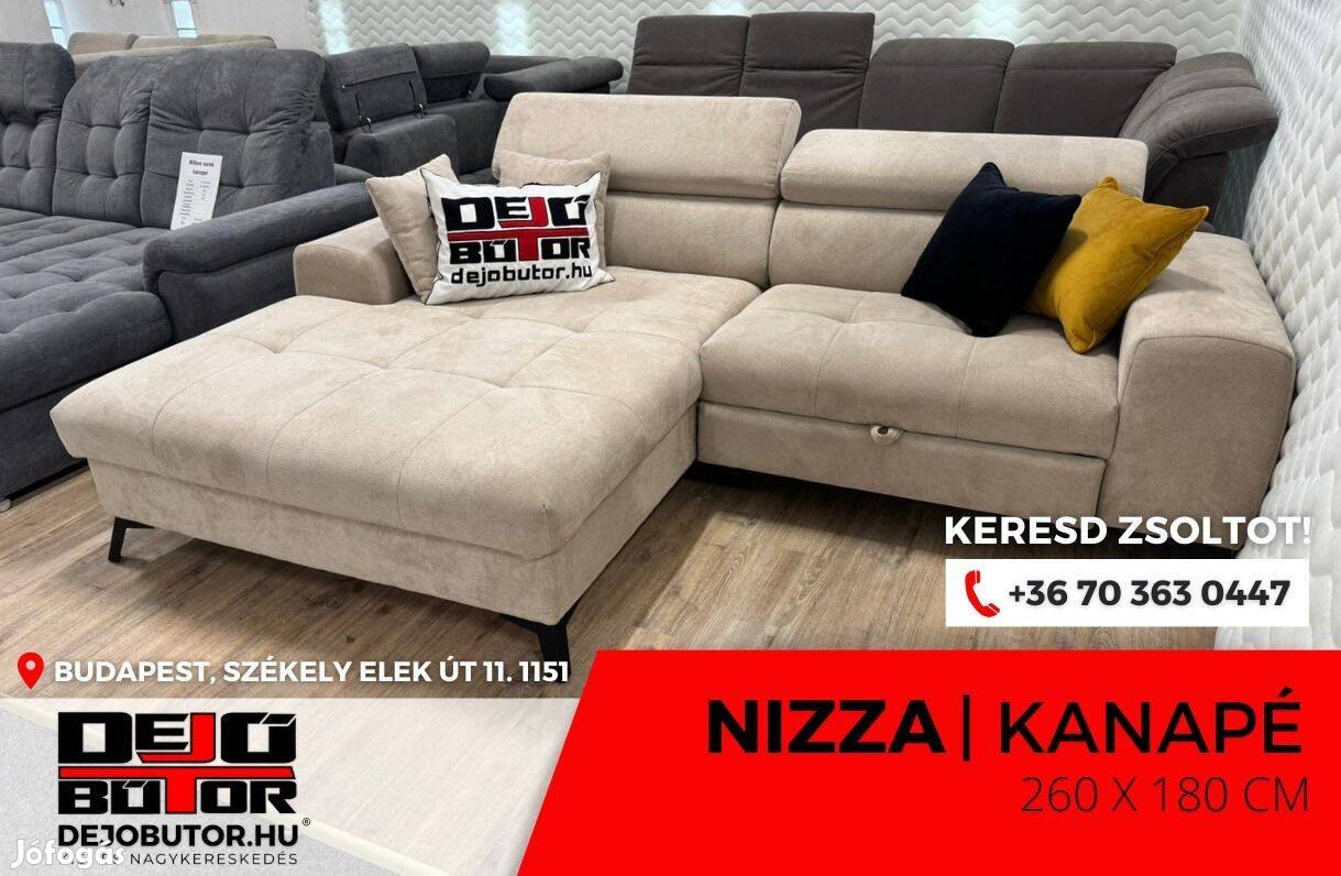 Nizza L kanapé ülőgarnitúra sarok 260x180 cm bézs ágyazható