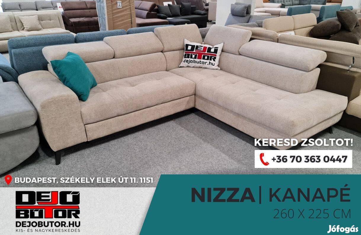 Nizza XL bézs sarok prémium kanapé ülőgarnitúra 260x225 cm ágyazható