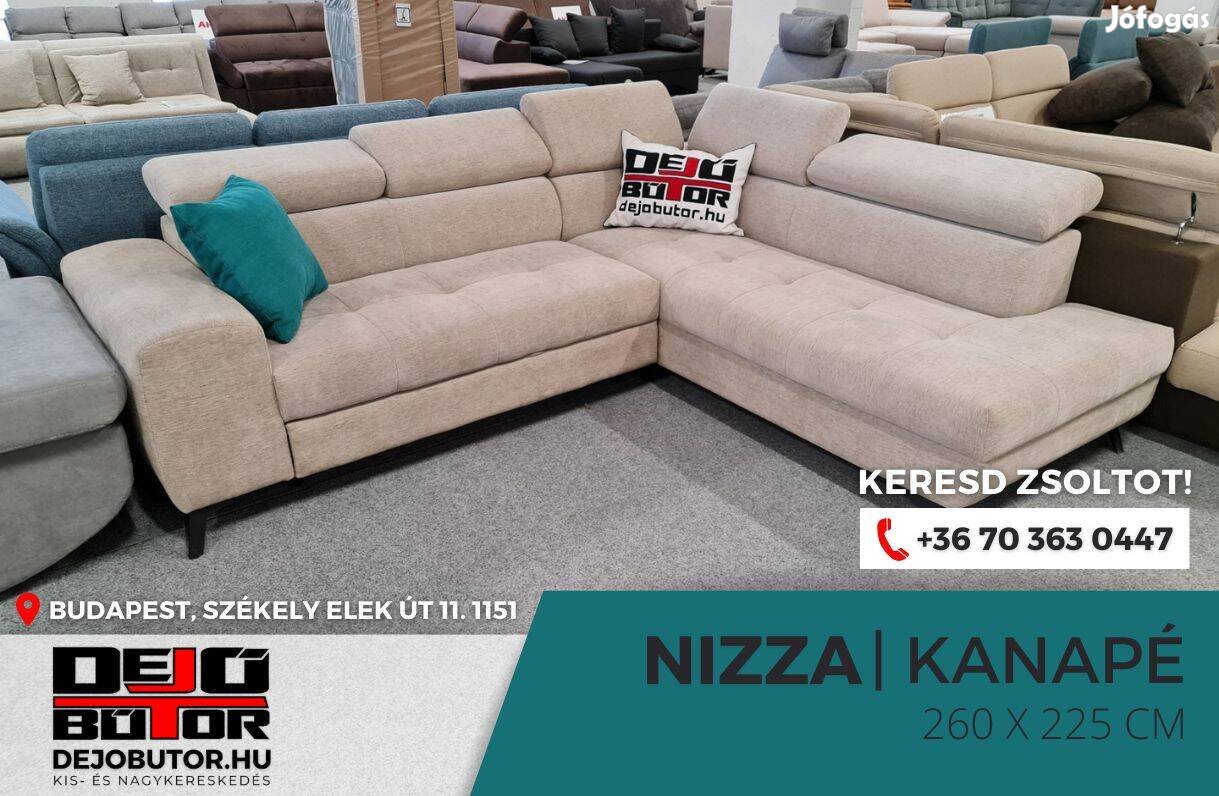 Nizza XL natúr sarok prémium kanapé ülőgarnitúra 260x225 cm ágyazható