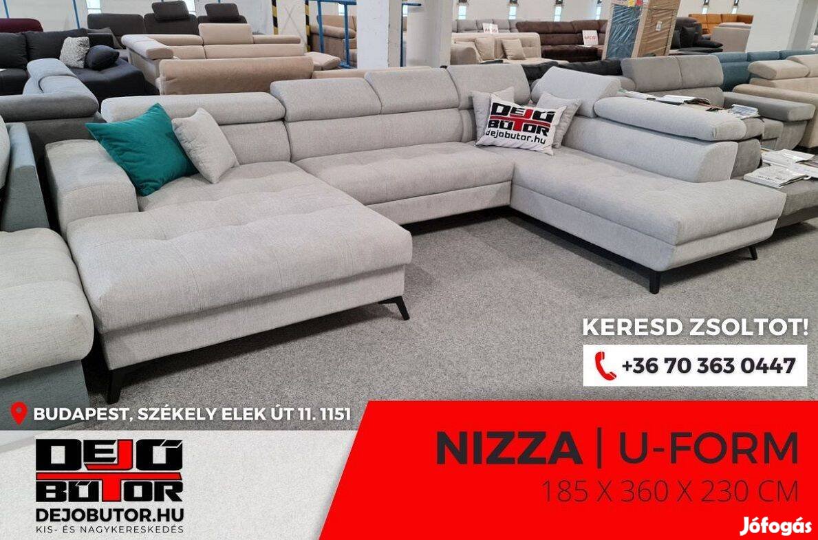 Nizza ualak sarok kanapé ülőgarnitúra 185x360x230 cm ágyazható boss 17