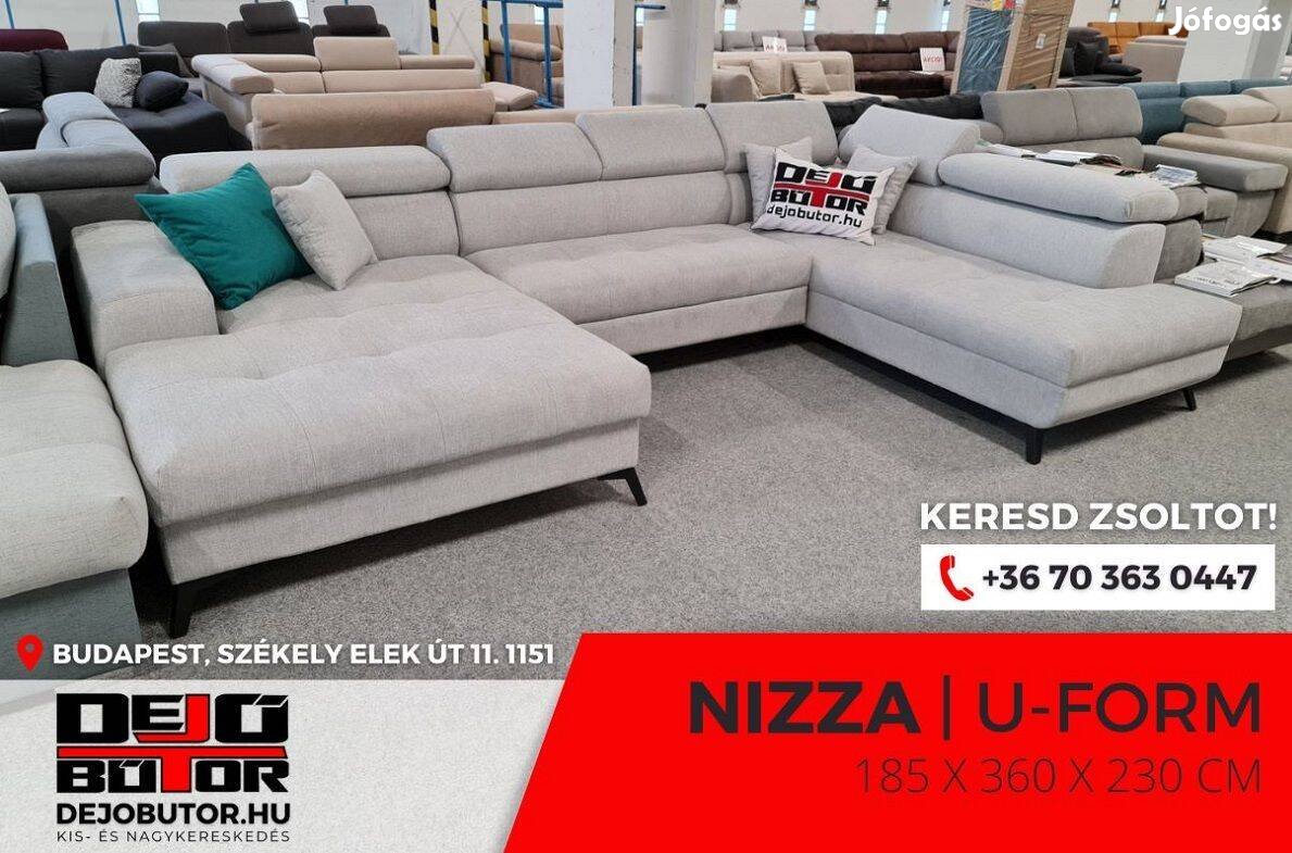 Nizza ualak sarok kanapé ülőgarnitúra 185x360x230 cm ágyazható selyem