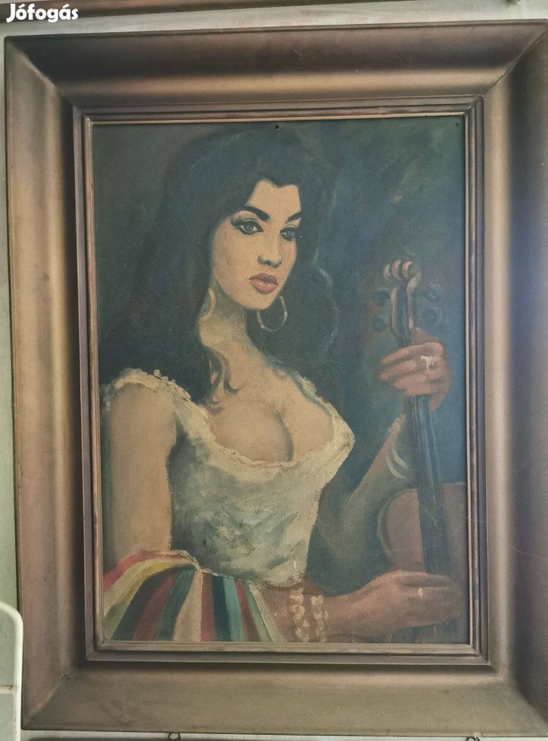 Nő hegedűvel festmény