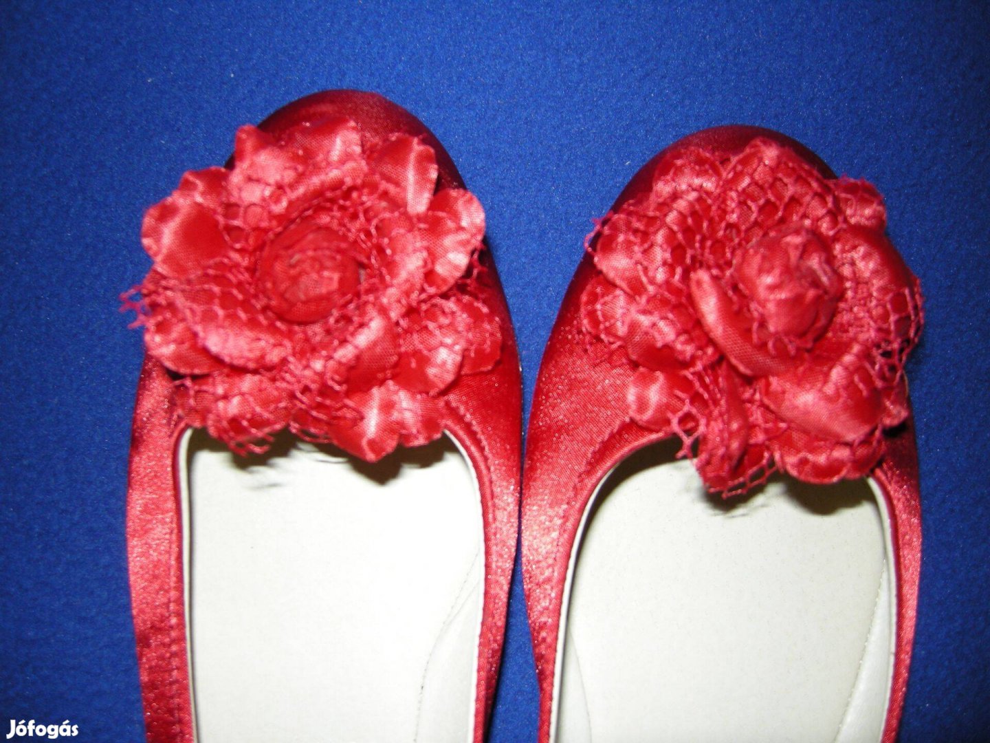 Női, új,piros selyem balerina cipő, 40-es Graceland!