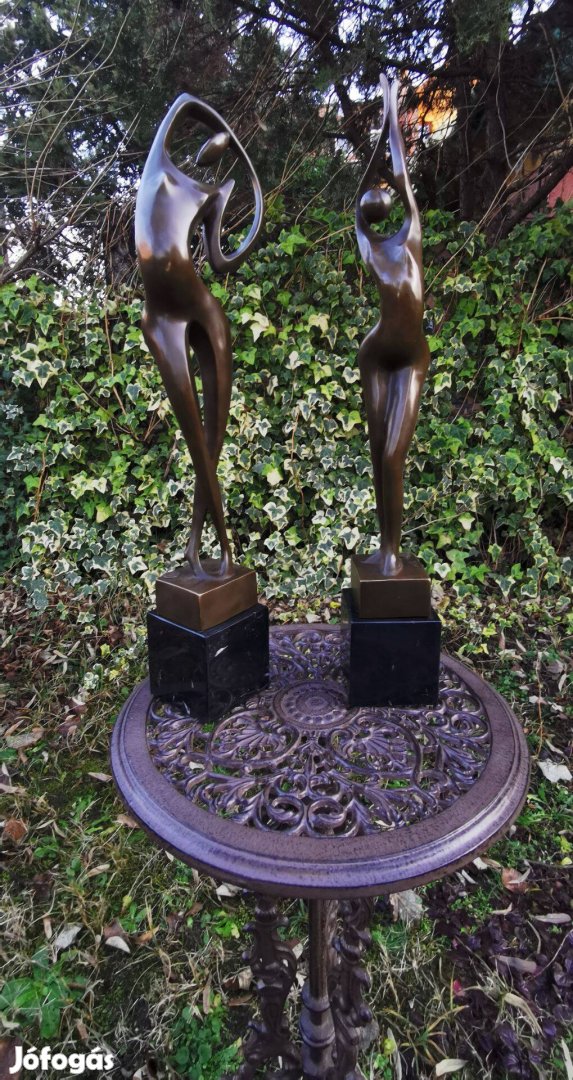 Női akt bronz szobrok - art deco műalkotás