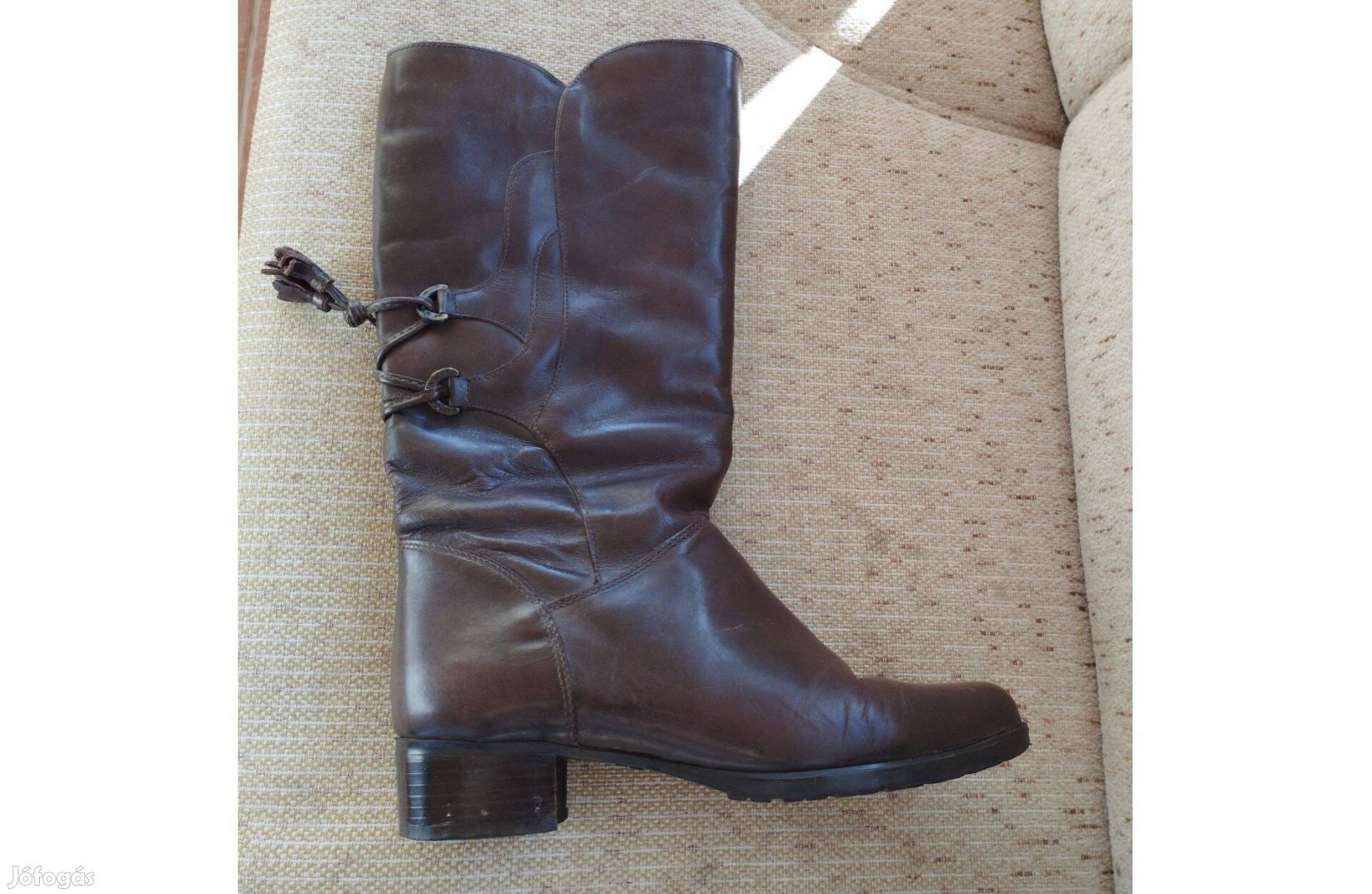 Női bőr csizma, 38, barna, alig használt, szép, elegáns ,