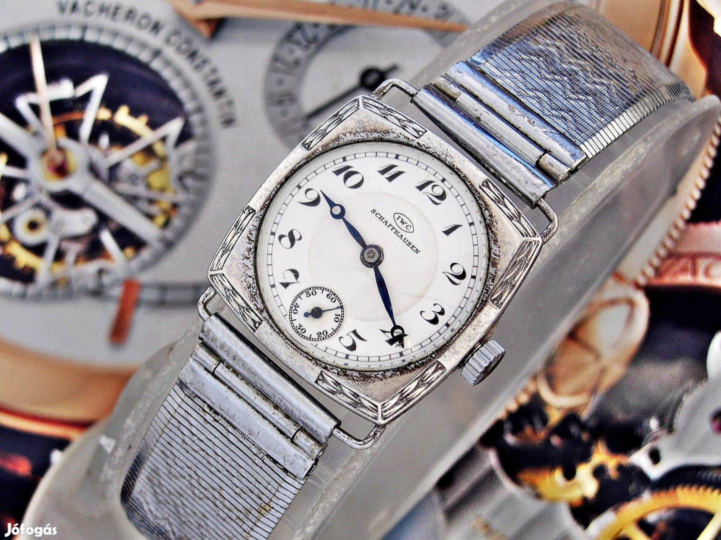 Női ezüst porcelán számlapos Art Deco IWC Schaffhausen