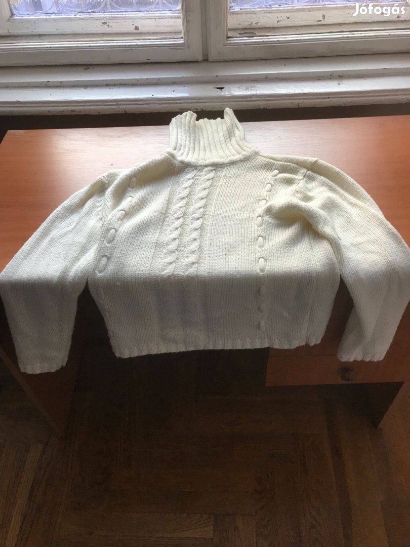Női fehér színű mintás garbós pulóver felső ruha, Finli Classic