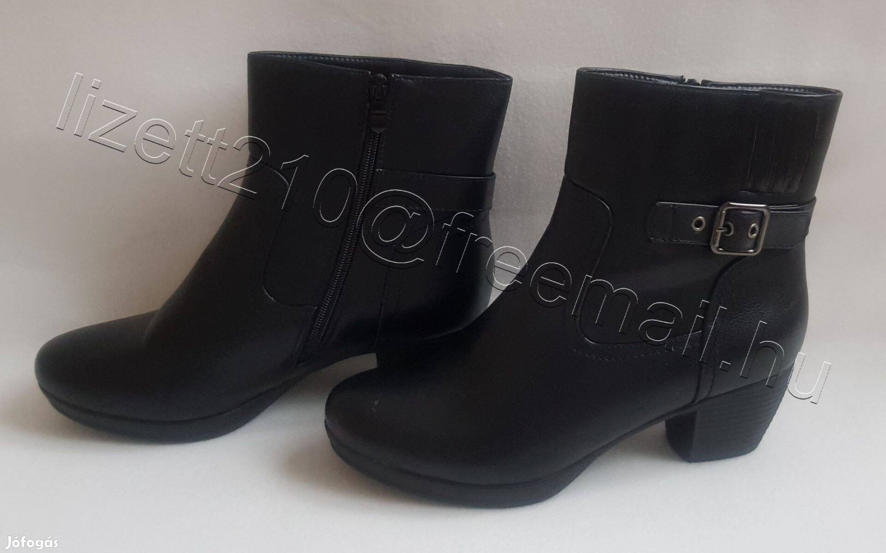 Női fekete bokacsizma csizma meleg béléssel