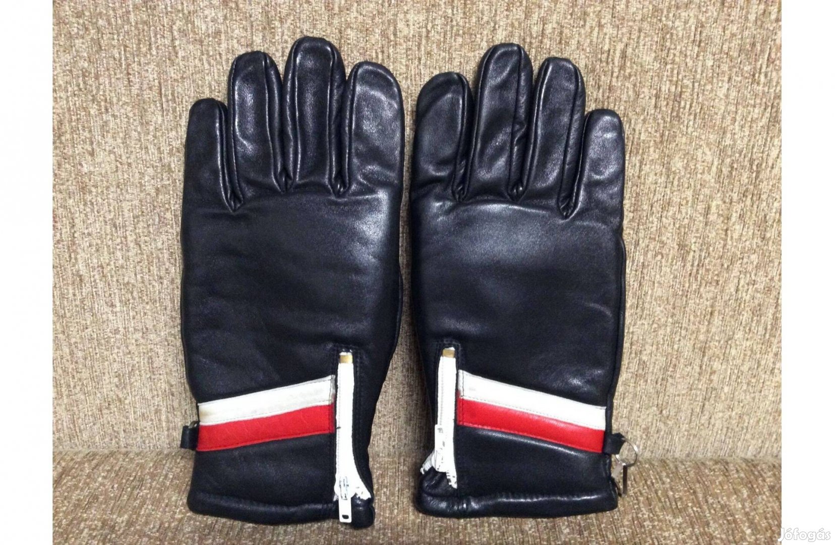 Női fekete kesztyű 7-es retro síkesztyű bőrkesztyű