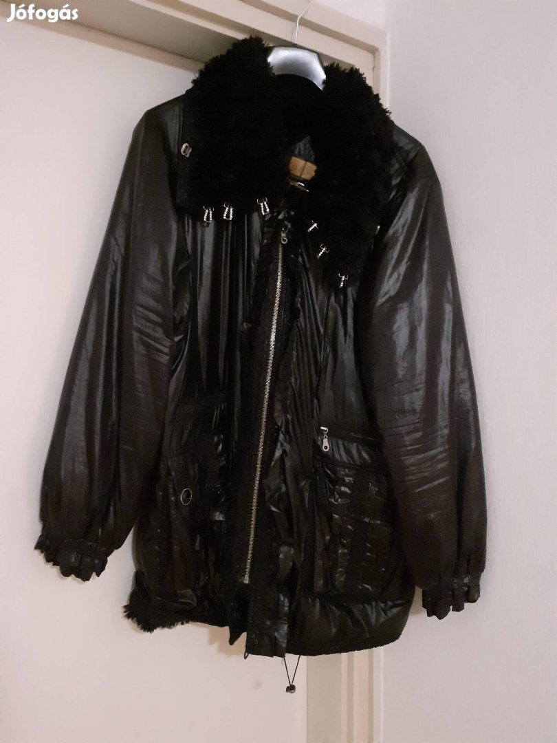 Női fekete nagyméretű,elegáns kabát új állapotban