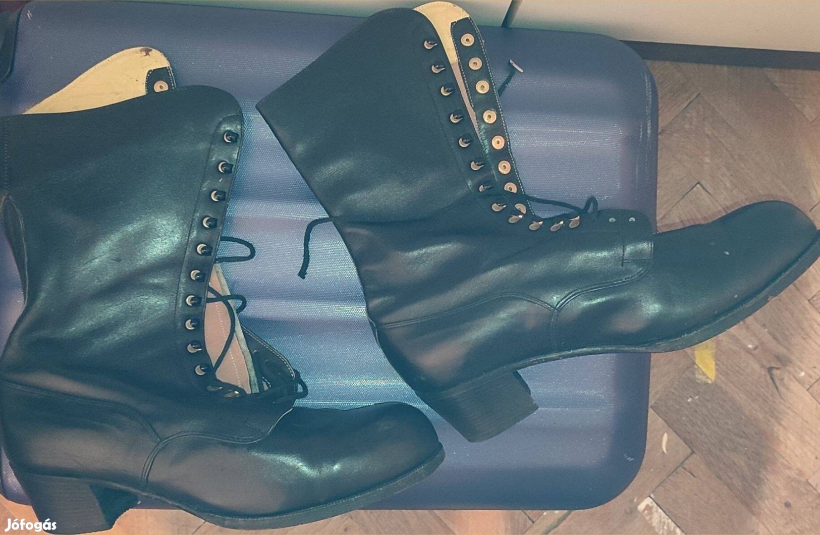 Női,fekete valódi bőrcsizma, 4041