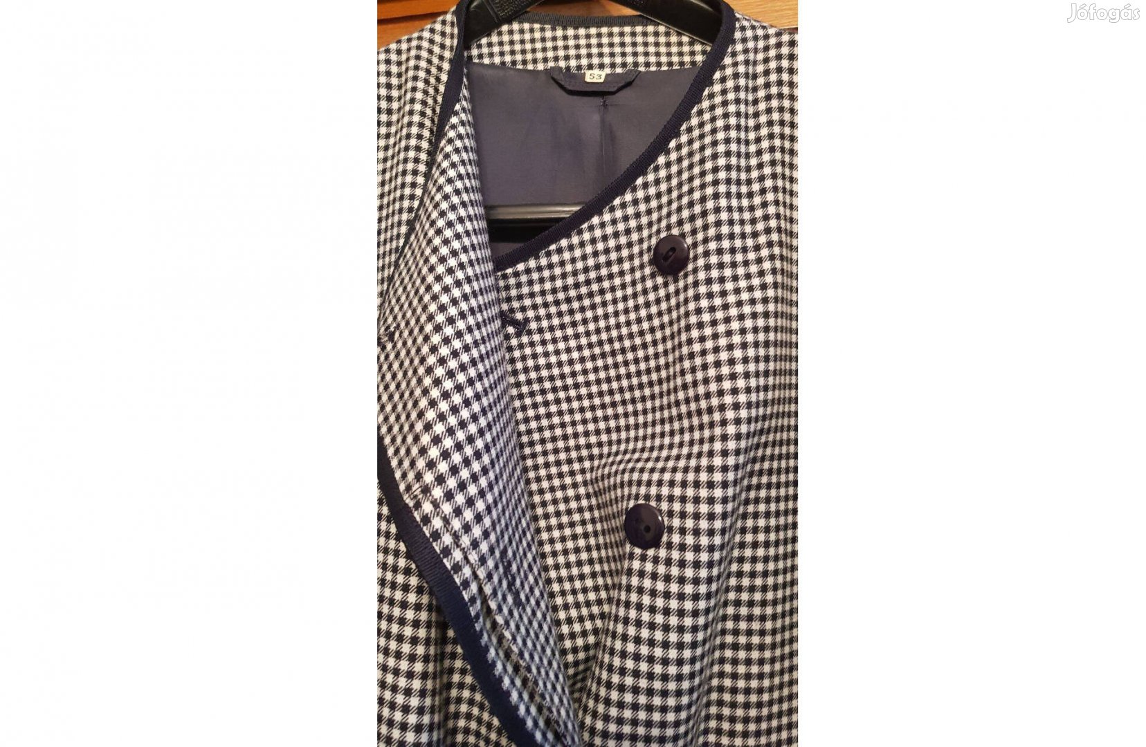 Női kockás kosztüm, kb. 50-es fekete-fehér kockás szett
