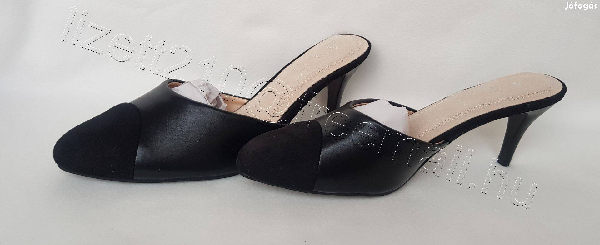 Női magassarkú alkalmi cipő fekete új dobozában