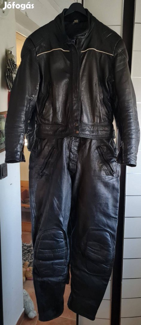 Női motoros bőrruha nadrág kabát cipzározható fekete 38 M