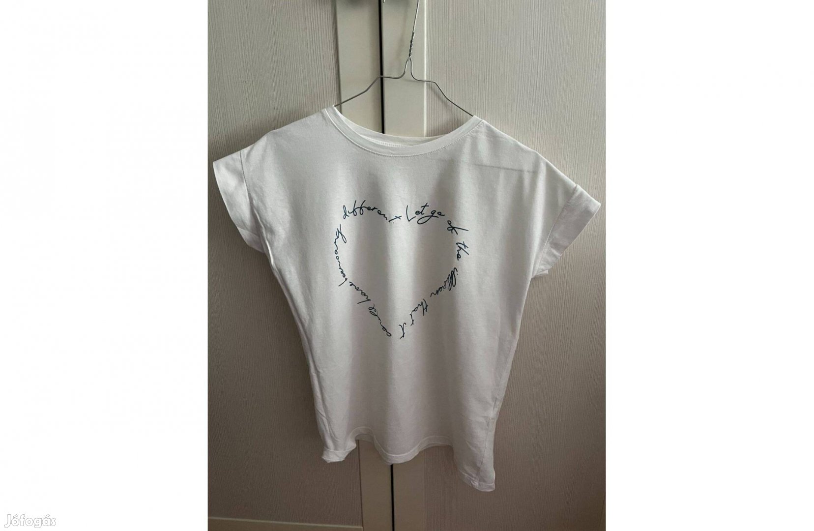 Női póló Zenda pamut fehér szív S M 1 méret