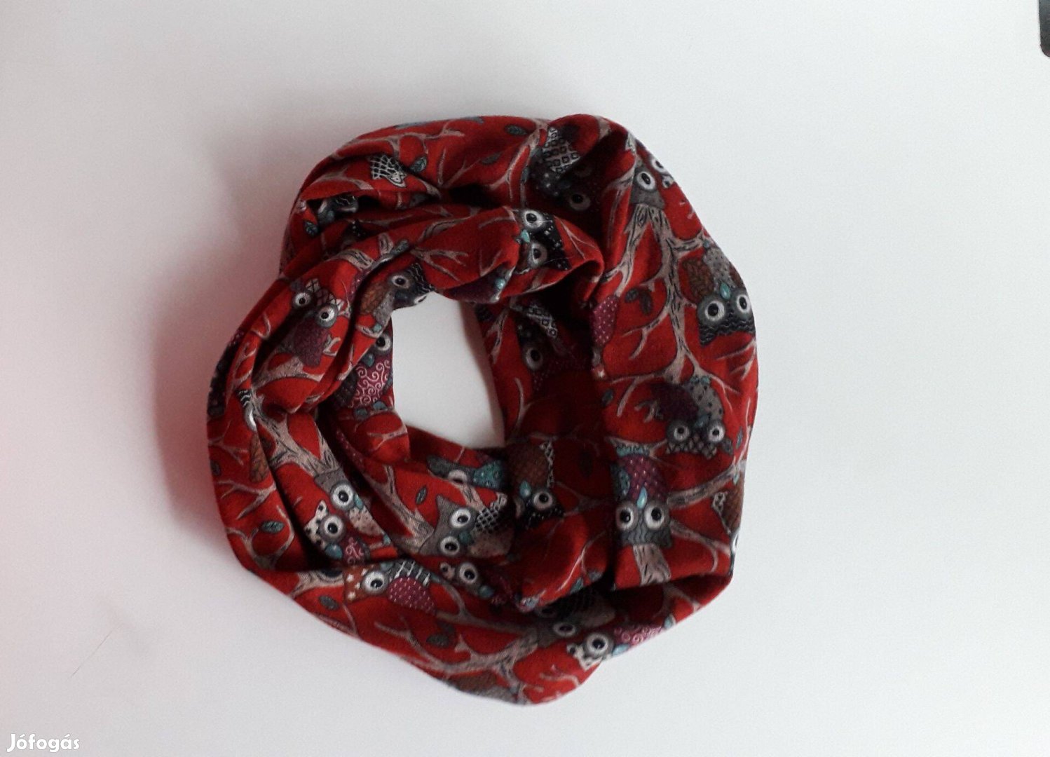 Női puha bagoly mintás bordó sál körsál_