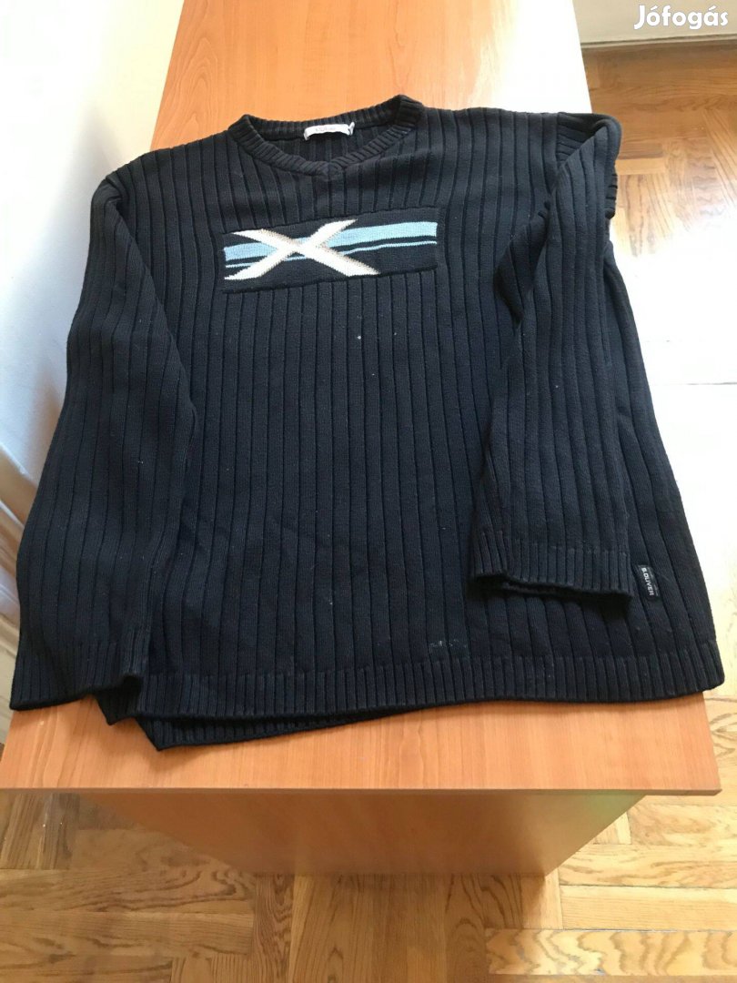 Női pulóver fekete színű X minta, XL méretű, S.Oliver
