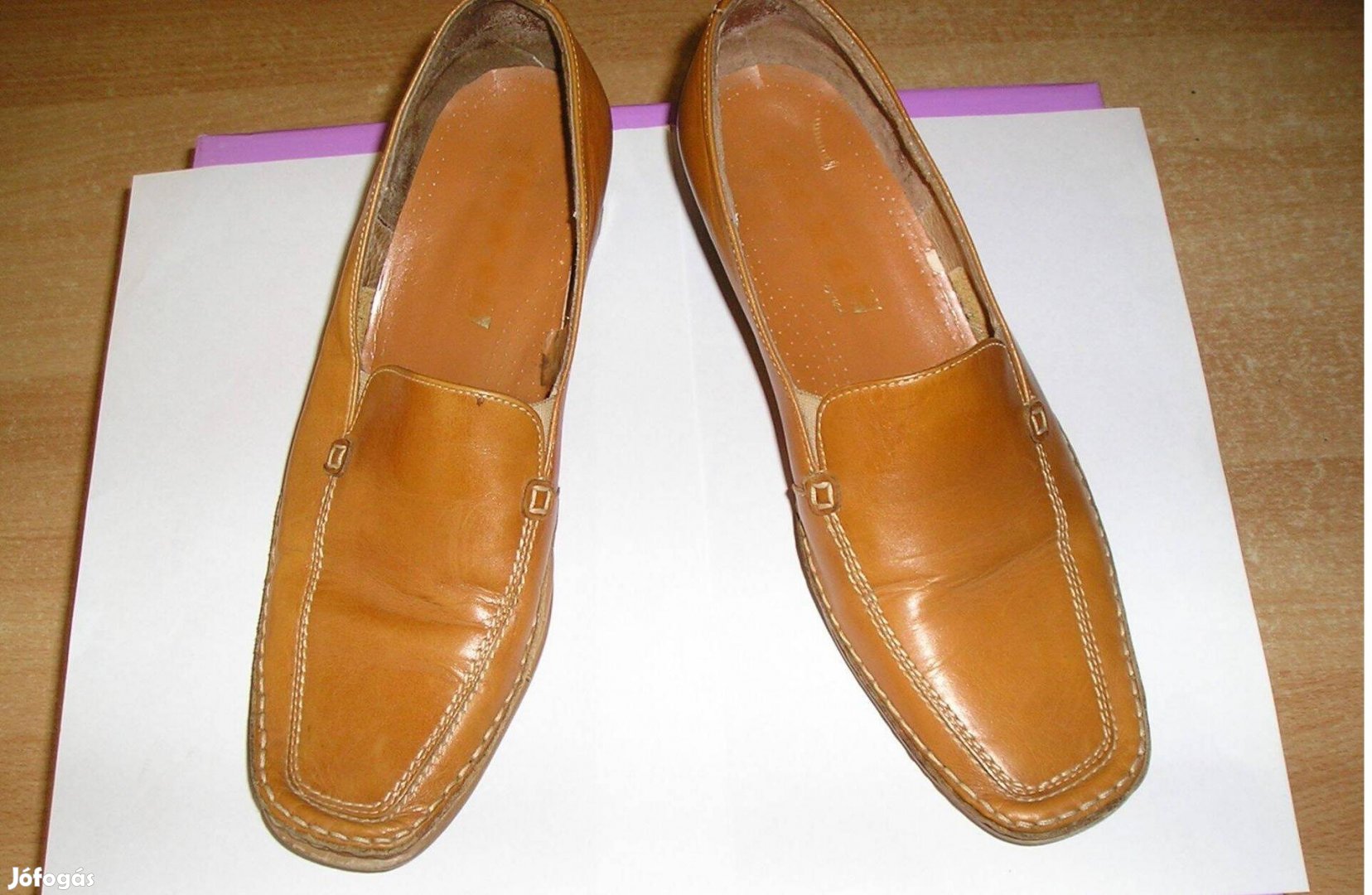 Női retro sárga bőrcipő - 40-es