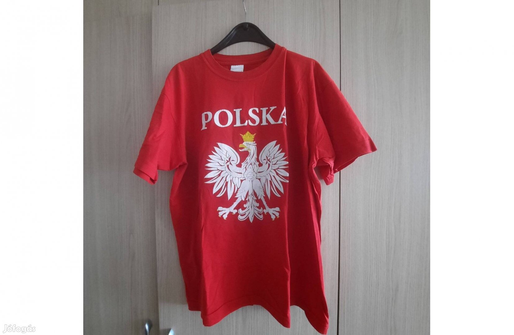 Női sötét piros póló M-es méret Polska felirattal eladó