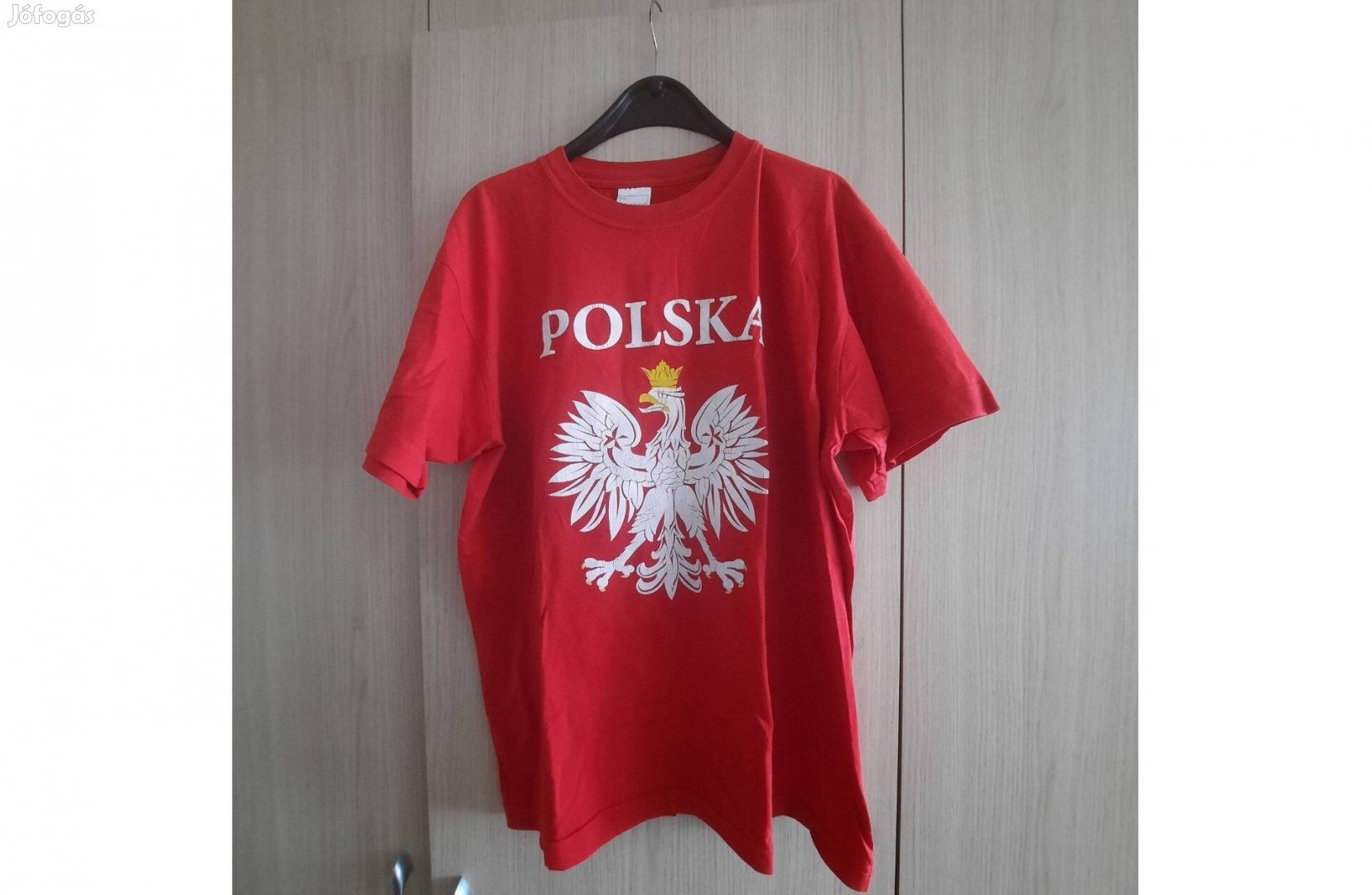 Női sötét piros póló M-es méret Polska felirattal eladó