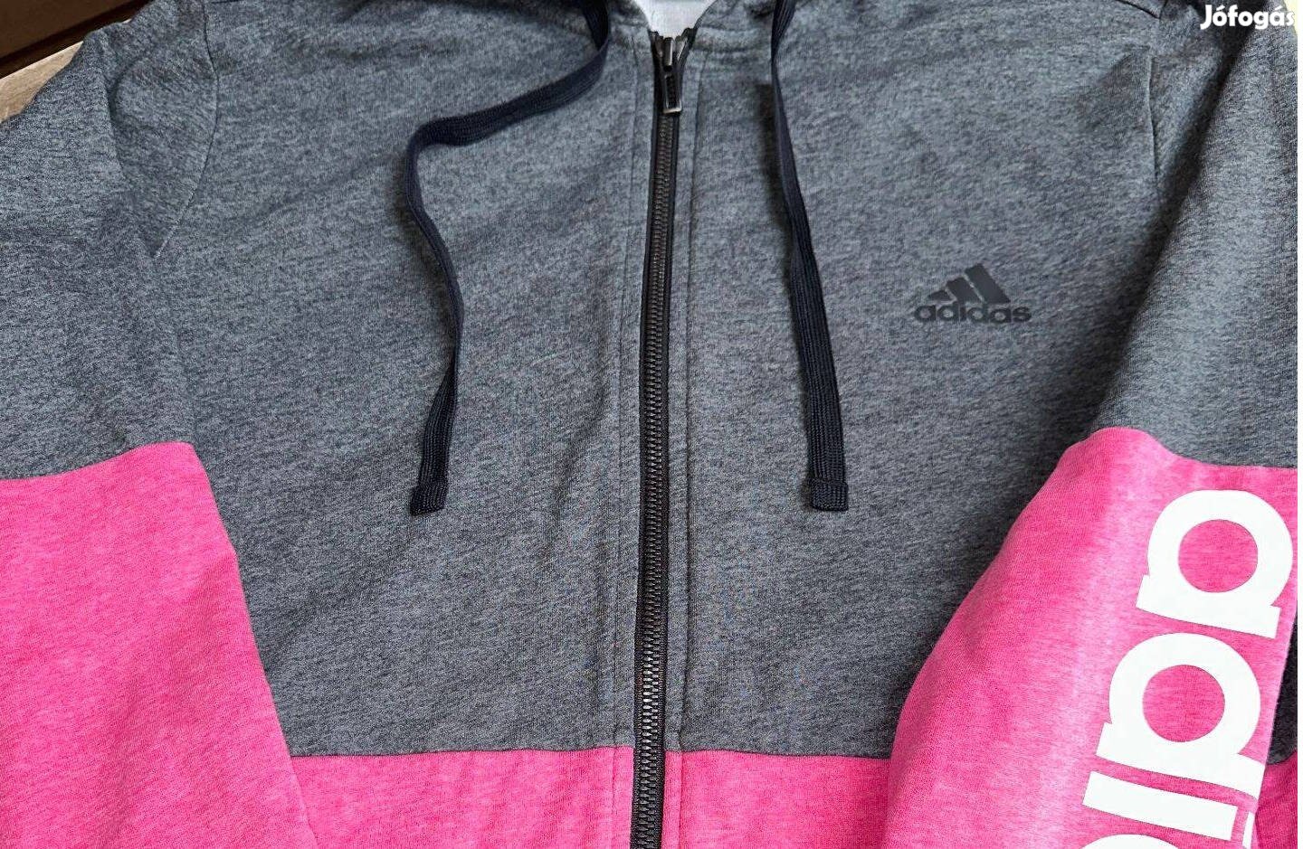 Női szürke-pink kapucnis felső,XL-es méretben (Adidas)