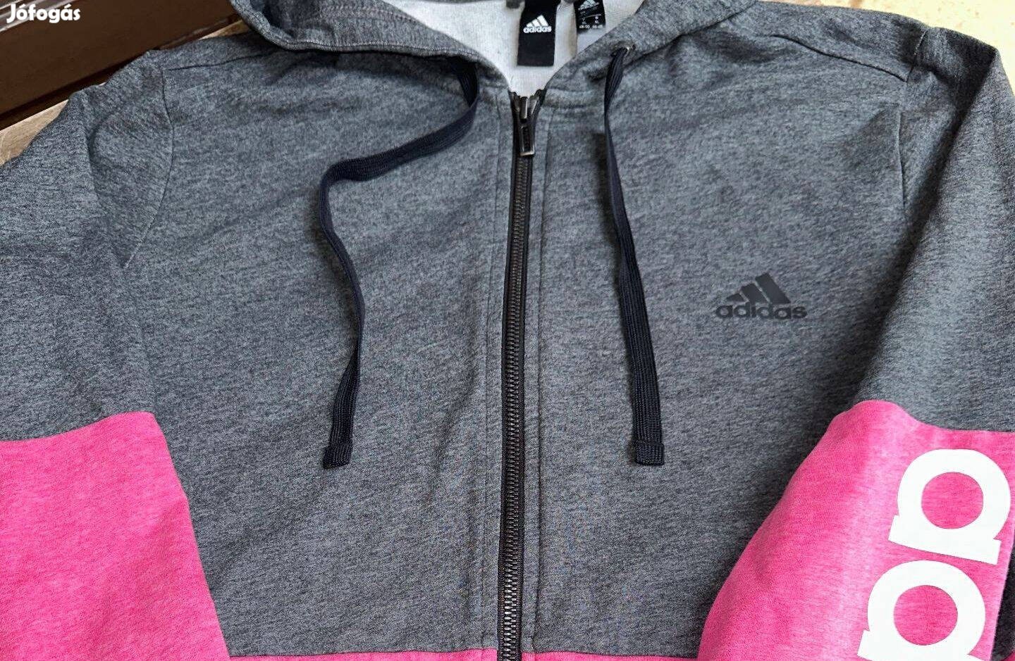 Női szürke-pink kapucnis felső,XL-es méretben (Adidas)