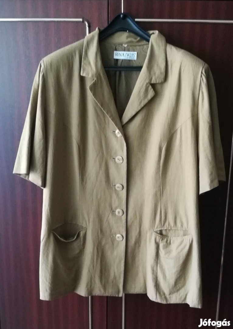 Női zöldessárga blézer,50-méret,francia Voege,lenvászon!61