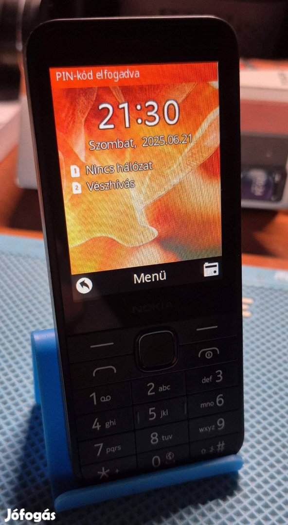 Nokia 215 4G Telefon+Töltő+Doboz:Független,2 SIM-Rádió Füles Nélkül!