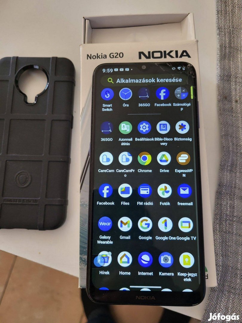 Nokia G20 újszerű repedt képernyős, dobozában, minden tartozékával