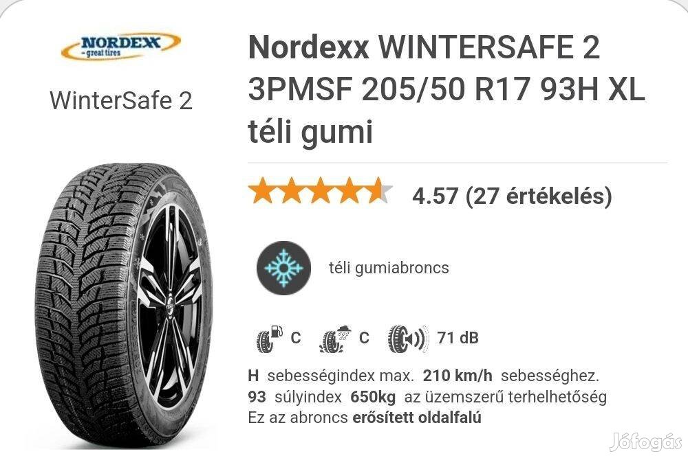 Nordexx téli gumi eladó