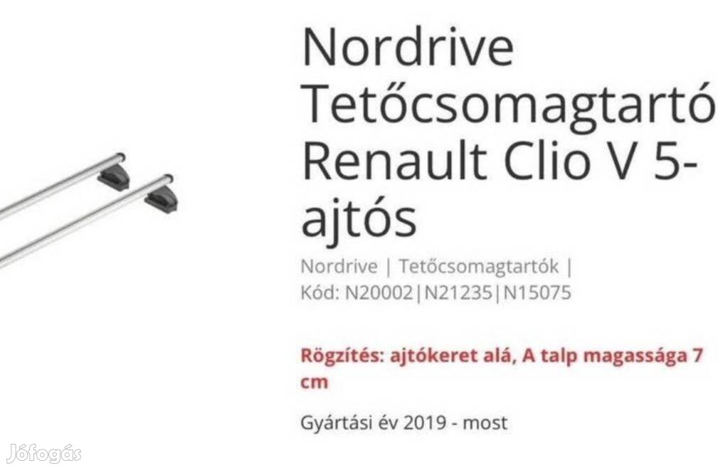 Nordrive tetőcsomagtartó Renault Clio V 5-ajtóshoz