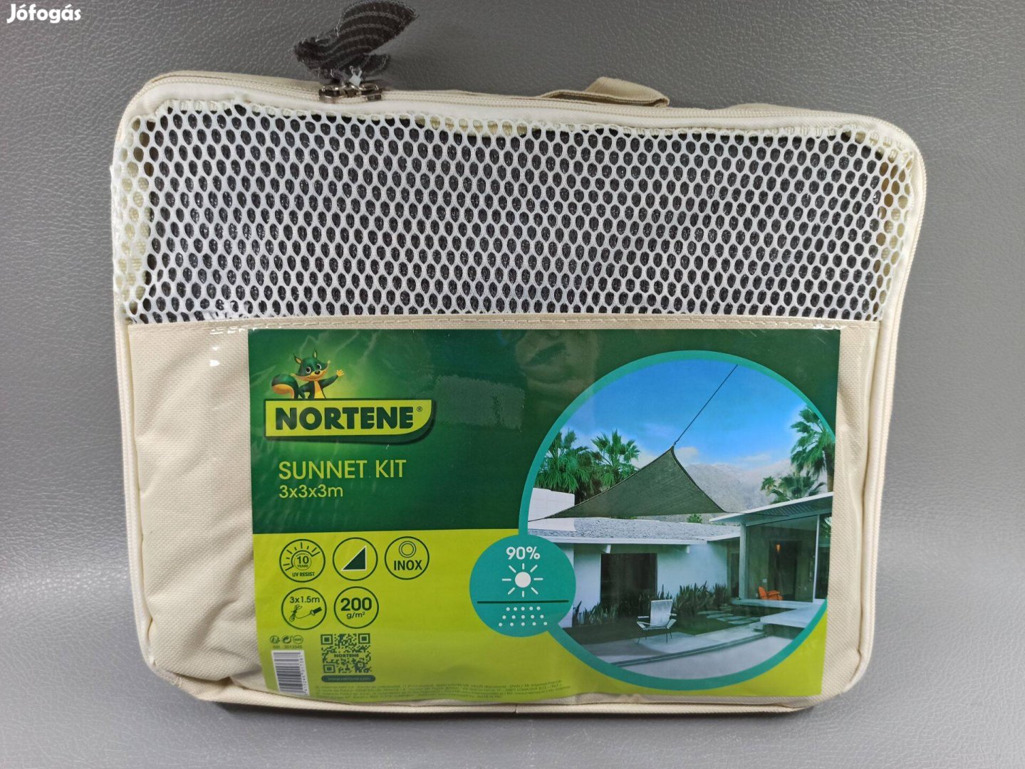 Nortene Sun-Net Kit Polyester napvitorla 3x3x3 m (szürke, Új)