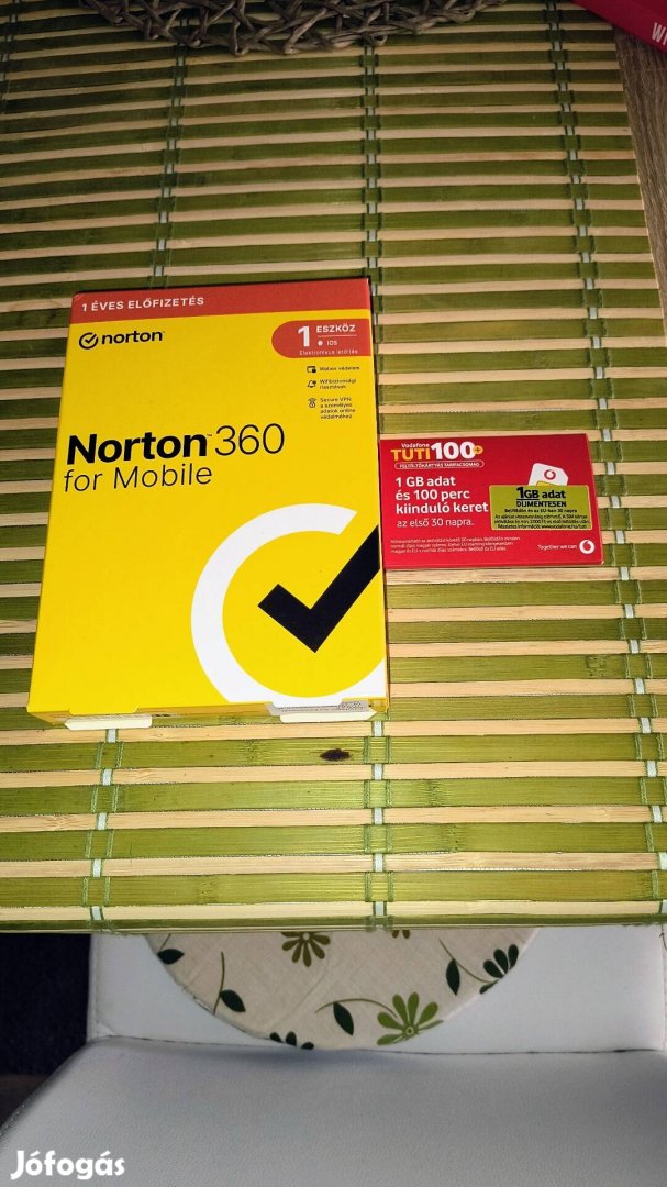 Norton 360 vírus irtó plusz Vodafone feltöltőkártya 