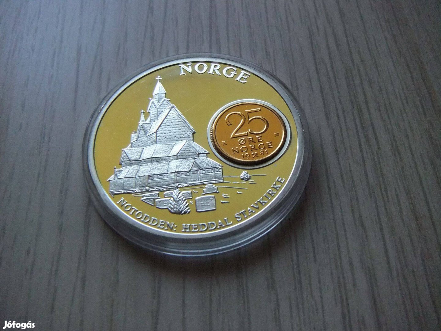 Norvégia 25 Őre 1991 Emlékérem zárt kapszulában 55 gr 50 mm + Tanúsítv