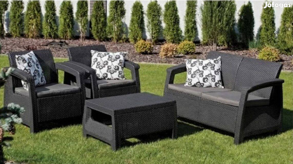 Novara Lite 4 személyes kerti bútorszett Antracit-Barna