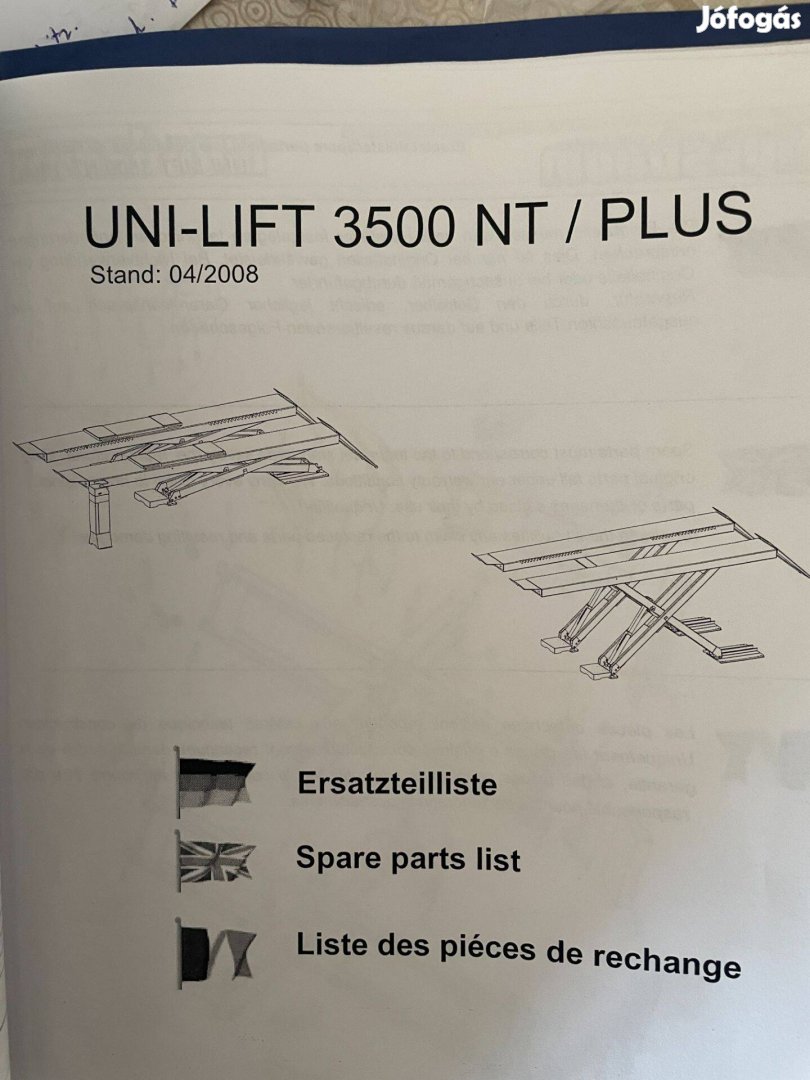 Nussbaum Unilift 3500 NT Plus Ollós emelő 3.5T emelés