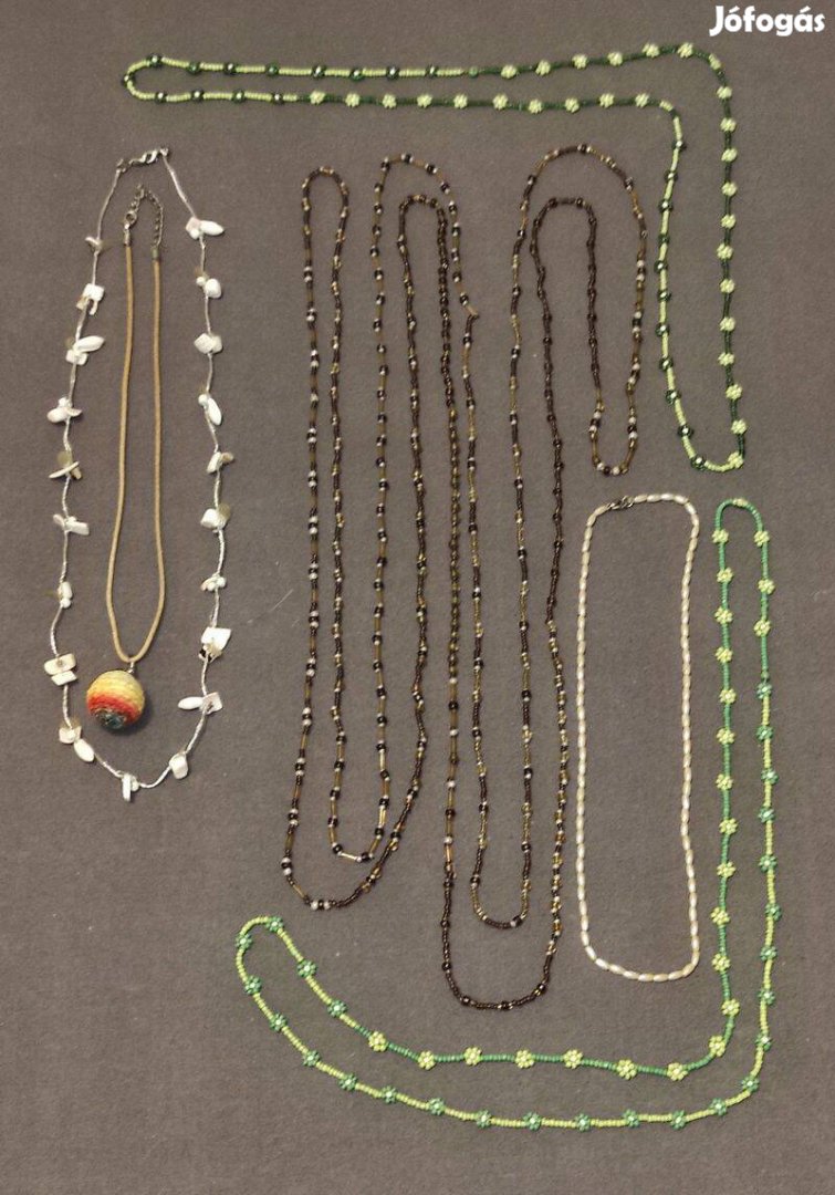 Nyakláncok 6db, zöld-barna csomag