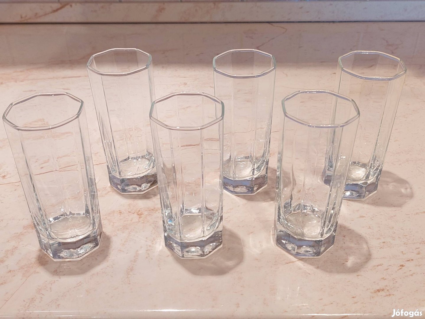 Nyolcszögletű üveg pohár készlet 