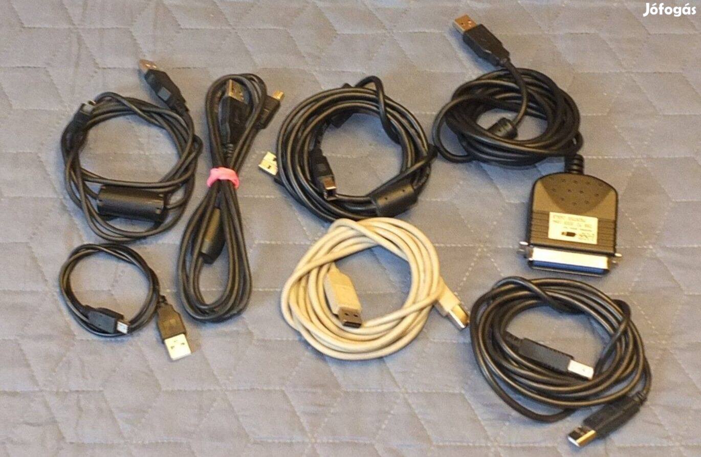 Nyomtató és egyéb kábelek 7 darab, mini usb stb