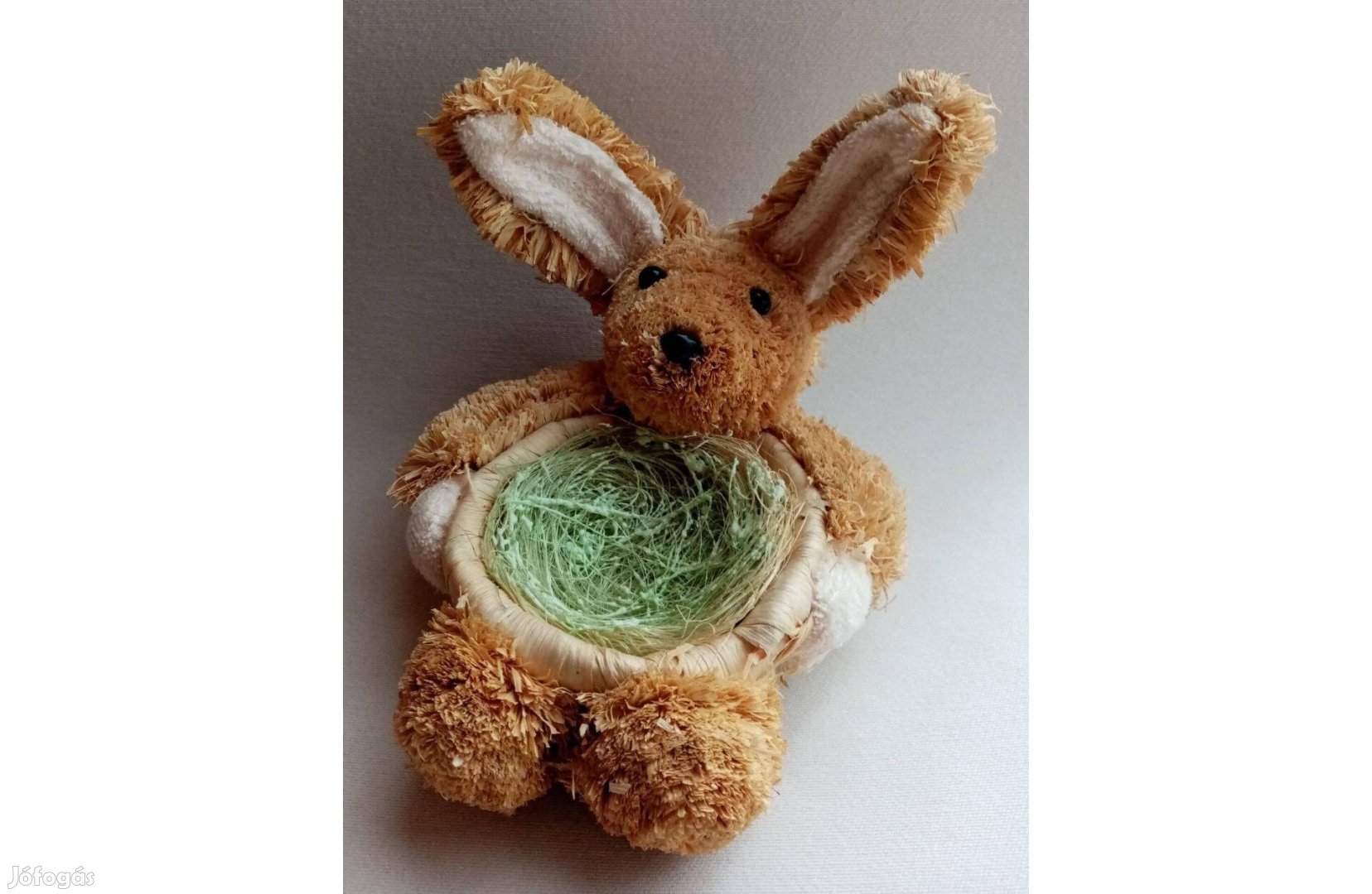 Nyuszis raffia sisal, szalma kosárka Húsvéti dekoráció