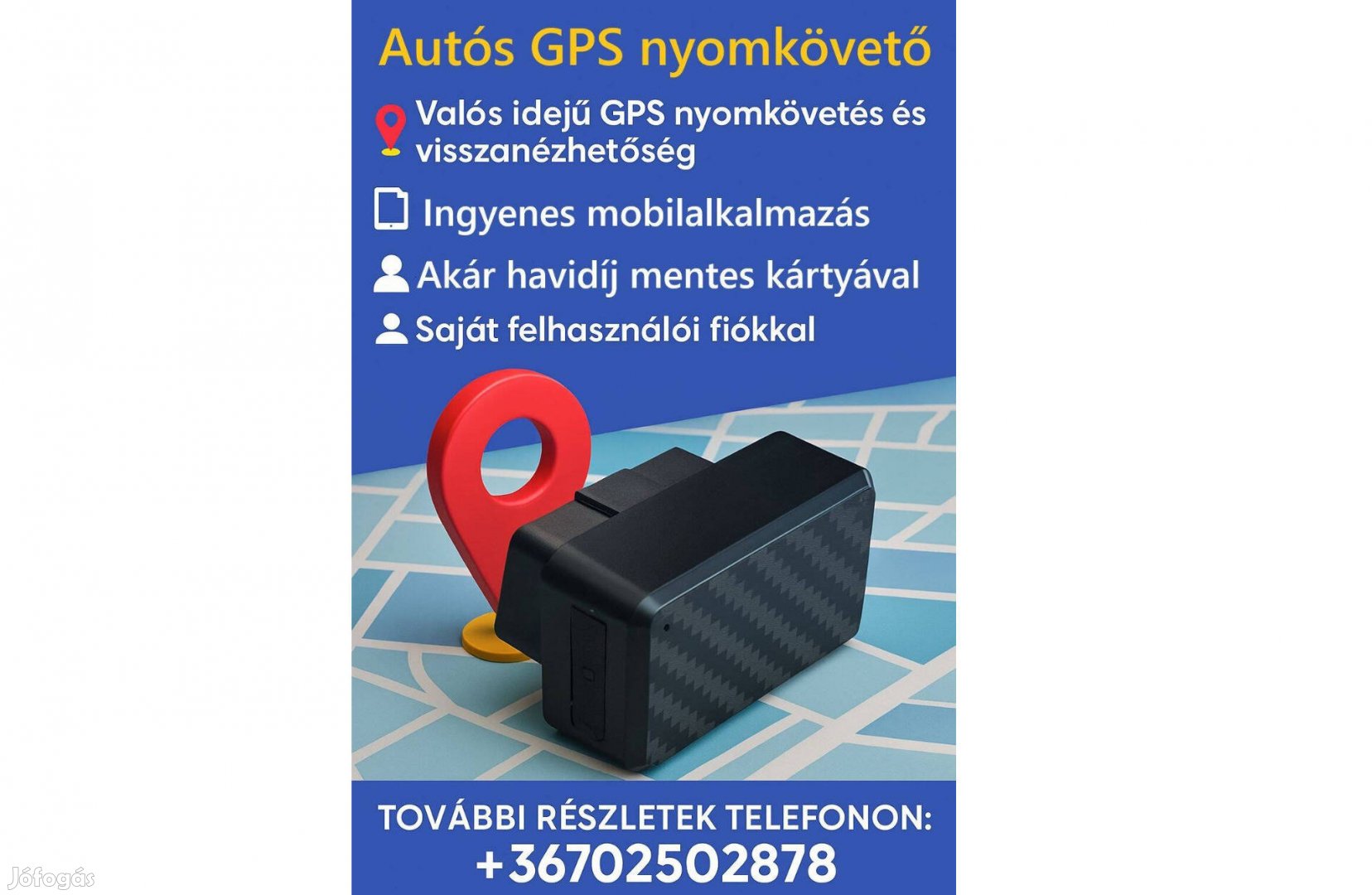 OBD II GPS nyomkövető megoldás, beépített akkumulátorral