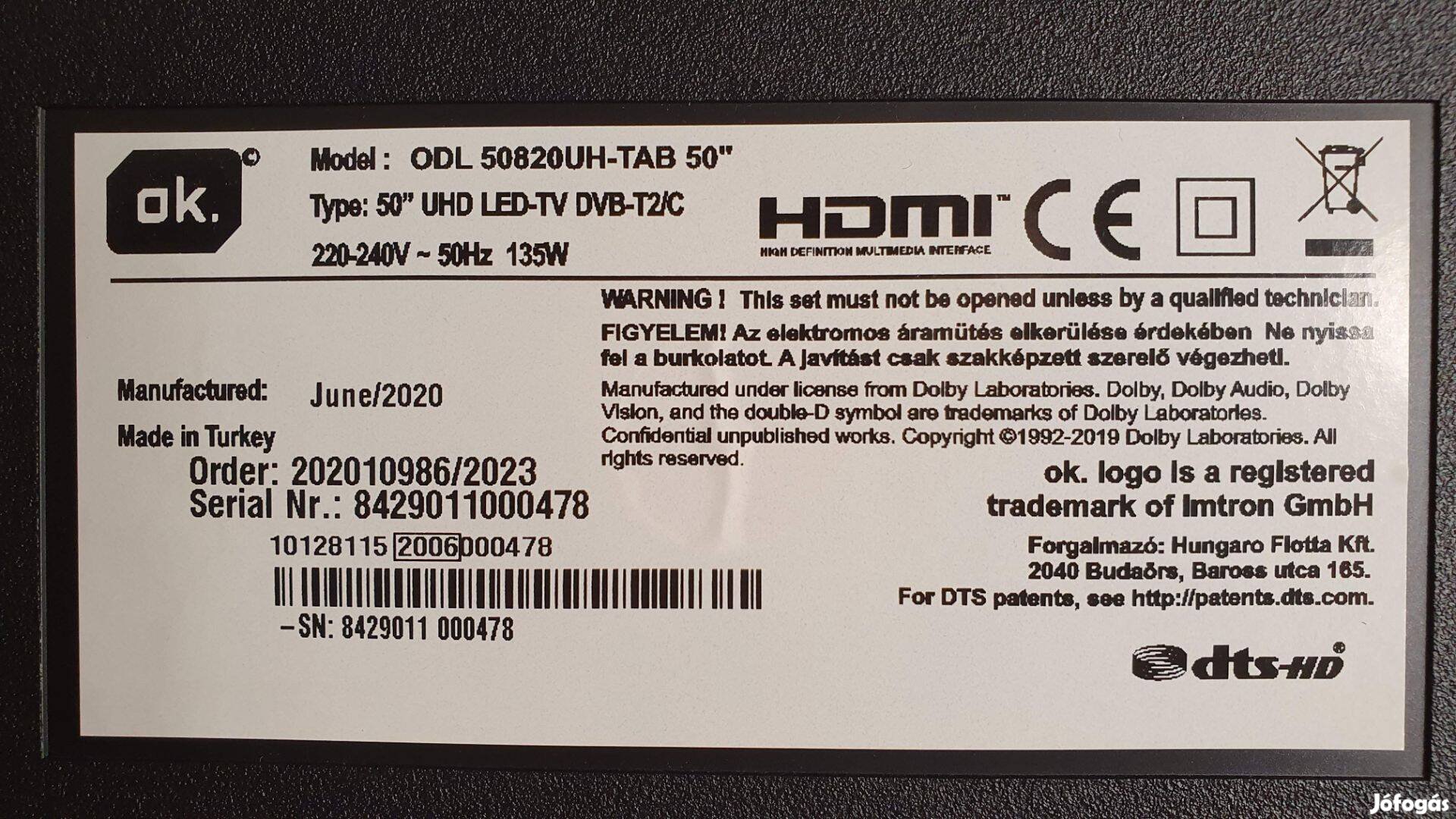 OK. ODL50820UH-TAB 50" Smart 4K UHD LED tv Android